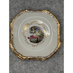 Vintage Royal Romance Courting Couple Porcelain Butter Pat Dishes Japan Set of 2